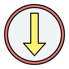 Vector Down Arrow Filled Outline Icon Design