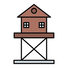 Vector Watch Tower Filled Outline Icon Design