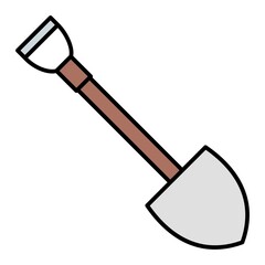 Vector Shovel Filled Outline Icon Design