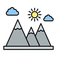 Vector Mountains Filled Outline Icon Design