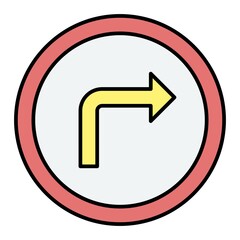 Vector Right Turn Filled Outline Icon Design