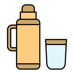 Vector Thermos Flask Filled Outline Icon Design