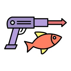 Vector Spear Gun Filled Outline Icon Design