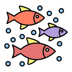 Vector Fishes Filled Outline Icon Design