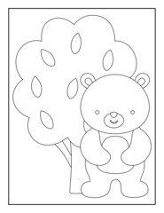 Animal Coloring Book Pages for Kids. Coloring book for children. Animals. Cute Baby Animals.