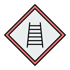 Vector Railroad Sign Filled Outline Icon Design