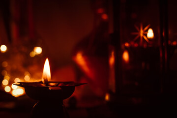 Light of Indian Traditional Oil Lamps in every home in events