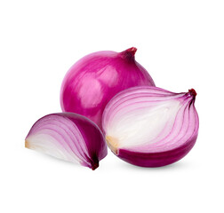 Fresh red onion isolated on white background