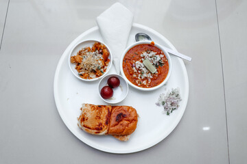 Pav Bhaji and Gulab Jamun. Favorite Indian Food.