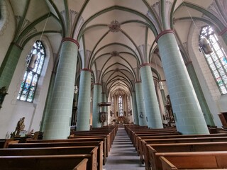 Nave of the parish church of St. Johannes Baptist in Attendorn, North Rhine-Westphalia, Germany...