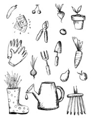 collection of icons everything for the garden spring gardening sketch