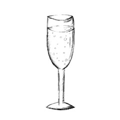 sketch glass hand drawn black and white cocktail sketch