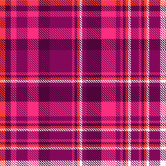 Seamless plaid check pattern in dark maroon, pink, red and white.