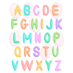 Children's English alphabet A-Z. Vector illustration, a set of multicolored bright letters for inscriptions.