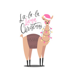 Llama cute Christmas vector illustration