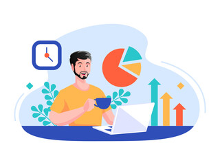 People working making data report
