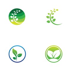 Logos of green Tree leaf ecology