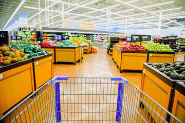 view of a supermarket cart