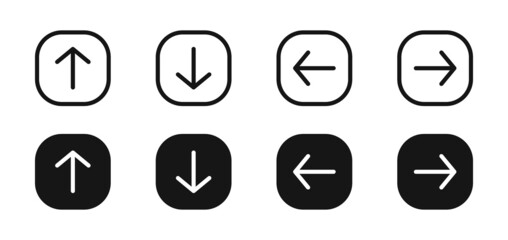 Arrow Buttons. Vector Arrow Icon or Symbol Set. Flat Style Vector Arrows