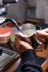 Fototapeta na wymiar hot milk for coffee