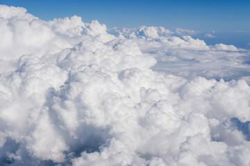 Sunny sky abstract background beautiful cloudscape on the heaven view over white fluffy clouds