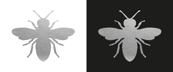 Silver Bee Symbol - Vector Silhouette