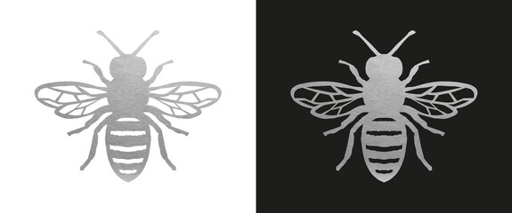 Silver Bee Symbol - Vector Silhouette