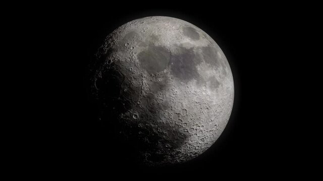 Moon surface seen through telescope with high detailed craters.