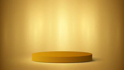 3d podium. Gold background. Advertising place blank product design. Vector illustration. Eps10