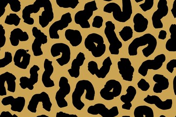 Seamless pattern hand painted leopard fur spots.