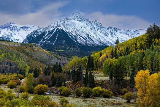 Autumn Color in the San Juan Mountains in Colorado.. Mt. Sneffels and the Dallas Divide