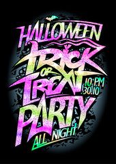 Halloween Trick or treat party poster mockup with sparkling lettering