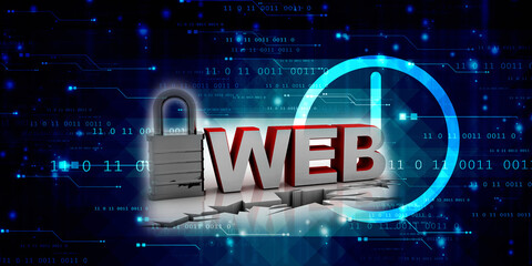 3d rendering Padlock with web
