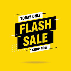abstract flash sale banner isolated on yellow background, flash sale advertisement template vector