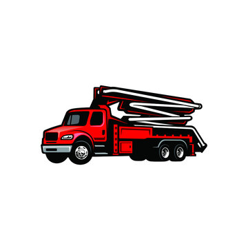 construction vehicle - concrete pump truck isolated vector