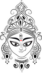 black and white portrait of mother goddess Durga