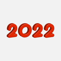 Metal 2022 Happy New Year text and calendar design. 3d text golden Numbers style. Abstract isolated 2021 text effect design concept, black digits, 2022 red text background.