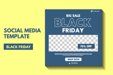 Modern black friday post template with space for photo, black friday sale social media post template. sale banner design