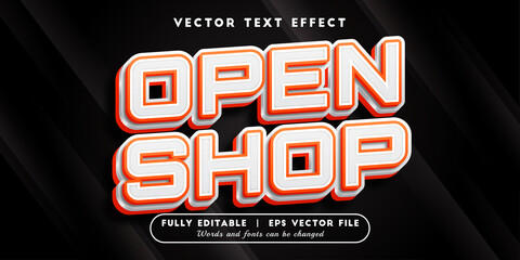 Fototapeta premium Text effects 3d open shop, editable text style