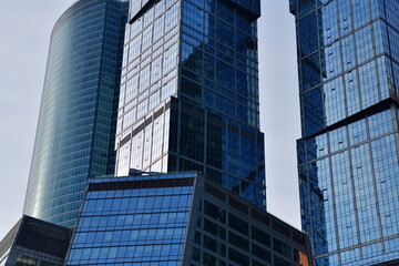 blue skyscrapers in the Moscow city