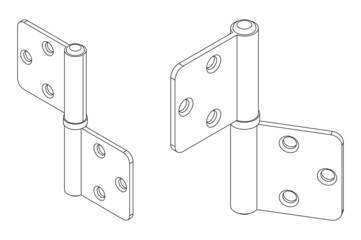 Vector isometric bi-fold door hinge