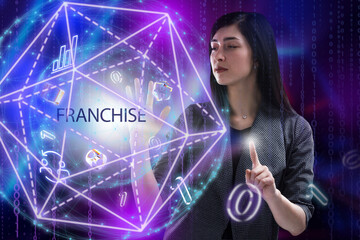 Business, Technology, Internet and network concept. Young businessman working on a virtual screen...