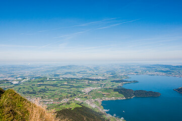 Fototapeta premium Rigi, Zugersee, Zug, Bergbahnen, Wanderweg, Zugerberg, Aussichtspunkt, Walchwil, Immensee, Cham, Zentralschweiz, Alpen, Sommer, Schweiz