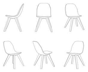 Vector modern chair with different views