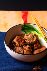 Food concept Asian Caramelized Pork stew with copy space
