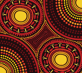 Aboriginal dot art red and yellow circle background