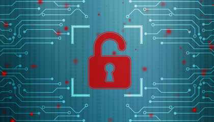 2d illustration Safety concept: Closed Padlock on digital background
