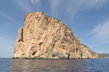 Fototapeta premium Limestone cliffs of the Capo Caccia cape at the Gulf of Alghero, Sardinia, Italy 