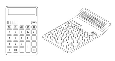 Vector line art calculator illustration