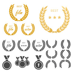Laurel Wreaths Vector. Award signs with laurel wreath